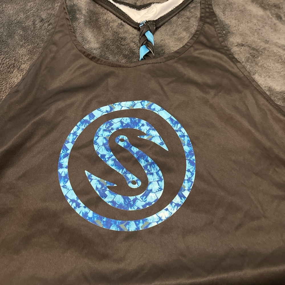 Scales Black Tank Top with Blue Logo
